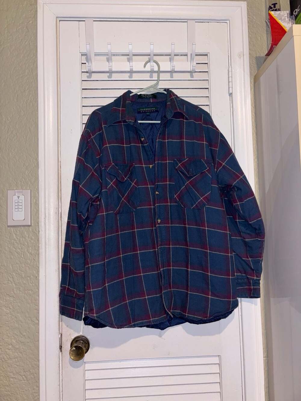 Claybrooke Outdoors Quilted Lined Plaid Flannel Button Up Shirt Jacket